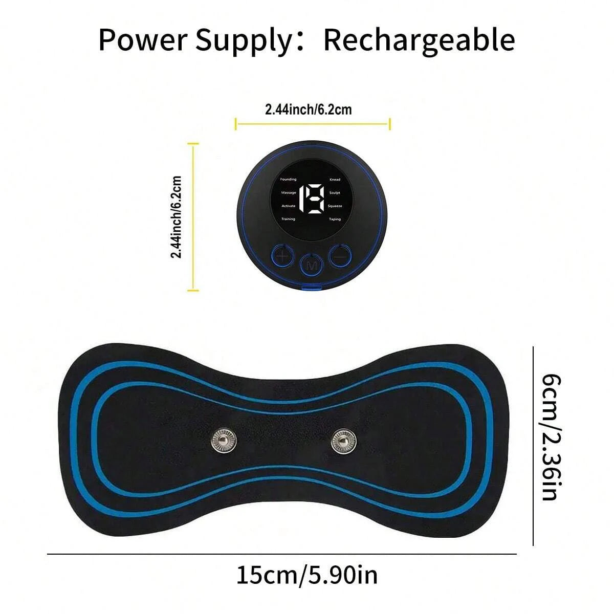 1PC Smart Mini Neck Massager Sticker USB Rechargeable Multi-function Massage Device Portable Shoulder & Neck Massager