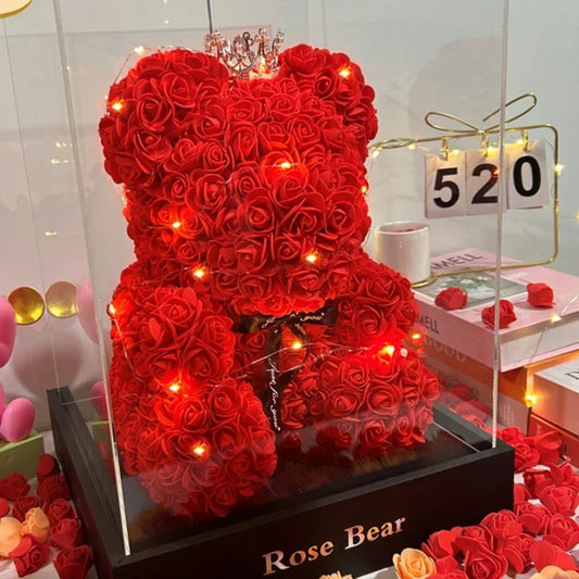 2025 New Artificial Flower Eternal Rose Teddy Bear for Mom Mother's Day Birthday Valentine's Day Anniversary Gifts & Decorations