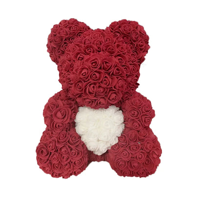 40cm Artificial Rose Heart Teddy Bear Handmade Bear of Roses For Women Valentine's Day Wedding Bithday Gift Drop Shipping